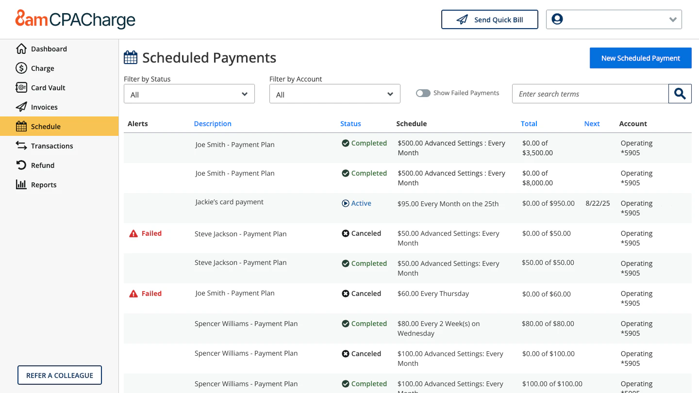 screenshot of 8am CPACharge